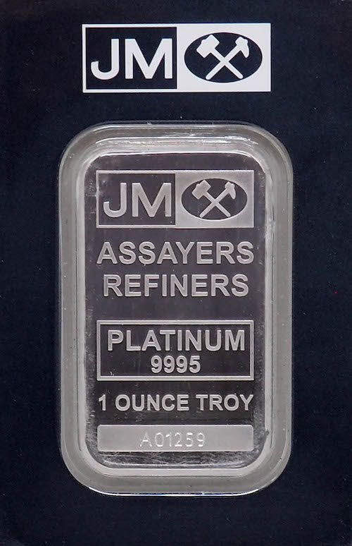 1 Oz Platinum Johnson Matthey Bar  - Jm Gold Bars